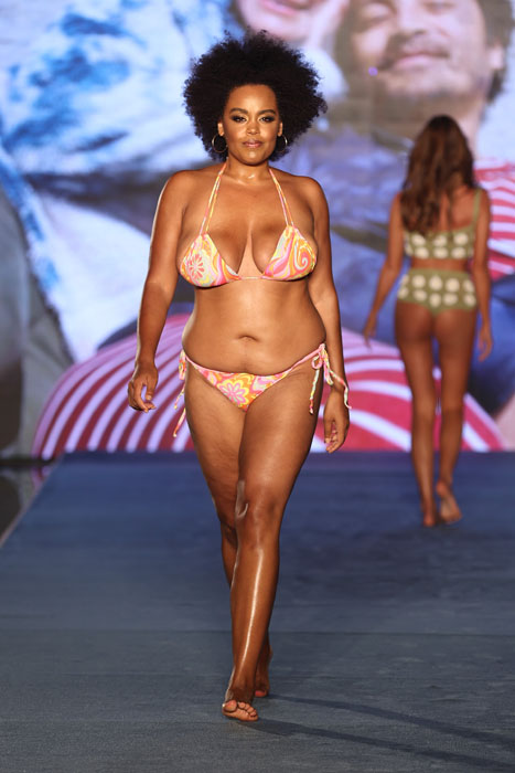 MIAMI, FLORIDA - JULY 10: Natalie Gage walks for 2021 Sports Illustrated Swimsuit Runway Show during Paraiso Miami Beach at Mondrian South Beach on July 10, 2021 in Miami, Florida. (Photo by John Parra/Getty Images for Sports Illustrated)