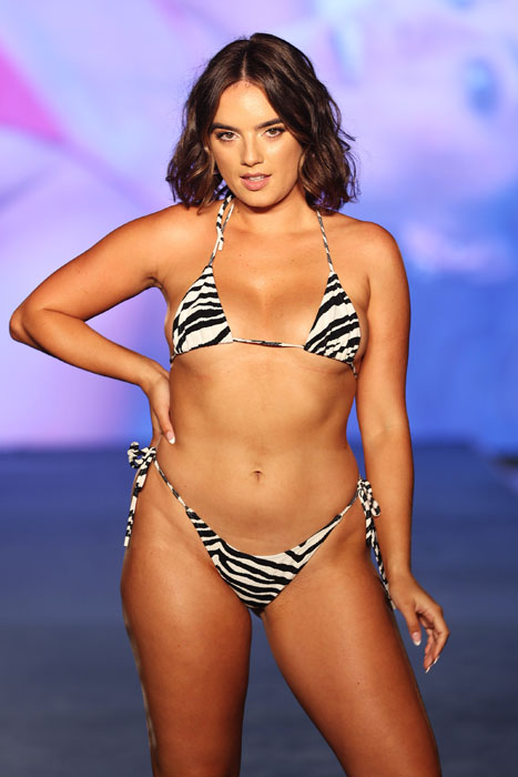 MIAMI, FLORIDA - JULY 10: Natalie Mariduena walks for 2021 Sports Illustrated Swimsuit Runway Show during Paraiso Miami Beach at Mondrian South Beach on July 10, 2021 in Miami, Florida. (Photo by John Parra/Getty Images for Sports Illustrated)
