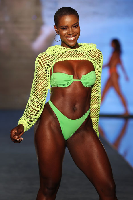 MIAMI, FLORIDA - JULY 10: Saje Nicole walks for 2021 Sports Illustrated Swimsuit Runway Show during Paraiso Miami Beach at Mondrian South Beach on July 10, 2021 in Miami, Florida. (Photo by John Parra/Getty Images for Sports Illustrated)