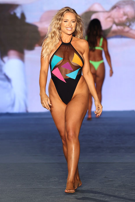 MIAMI, FLORIDA - JULY 10: Kristen Louelle walks for 2021 Sports Illustrated Swimsuit Runway Show during Paraiso Miami Beach at Mondrian South Beach on July 10, 2021 in Miami, Florida. (Photo by John Parra/Getty Images for Sports Illustrated)