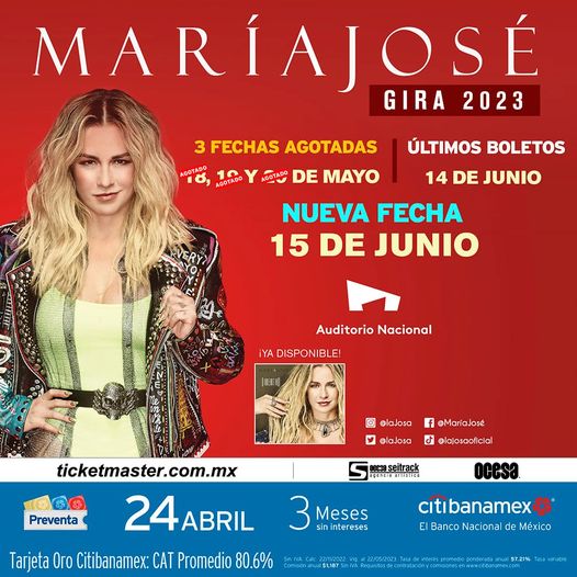 María José anuncia una quinta fecha para el Auditorio Nacional 0